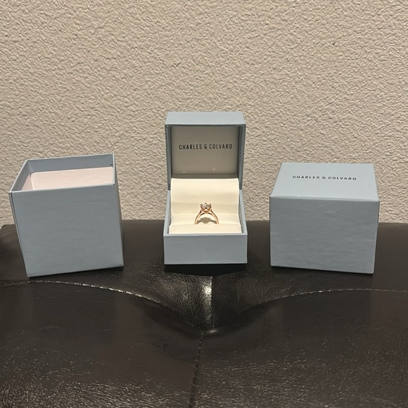 Charles and Colvard Engagement 14k Rose Gold Ring - Picture 8 of 8